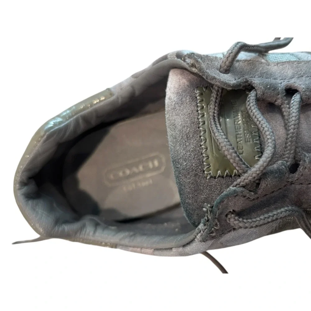 Coach Kateilyn Gray Signature Jacquard Sneakers Women's Size 8 Lace Up Fashion